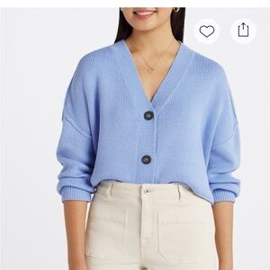 RD Style V-Neck Button Cardigan in Light Blue
